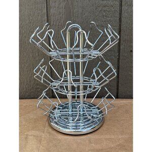 Keurig Silver Chrome Metal Coffee Pod Carousel Counter Holder 24 K-Cups Pods